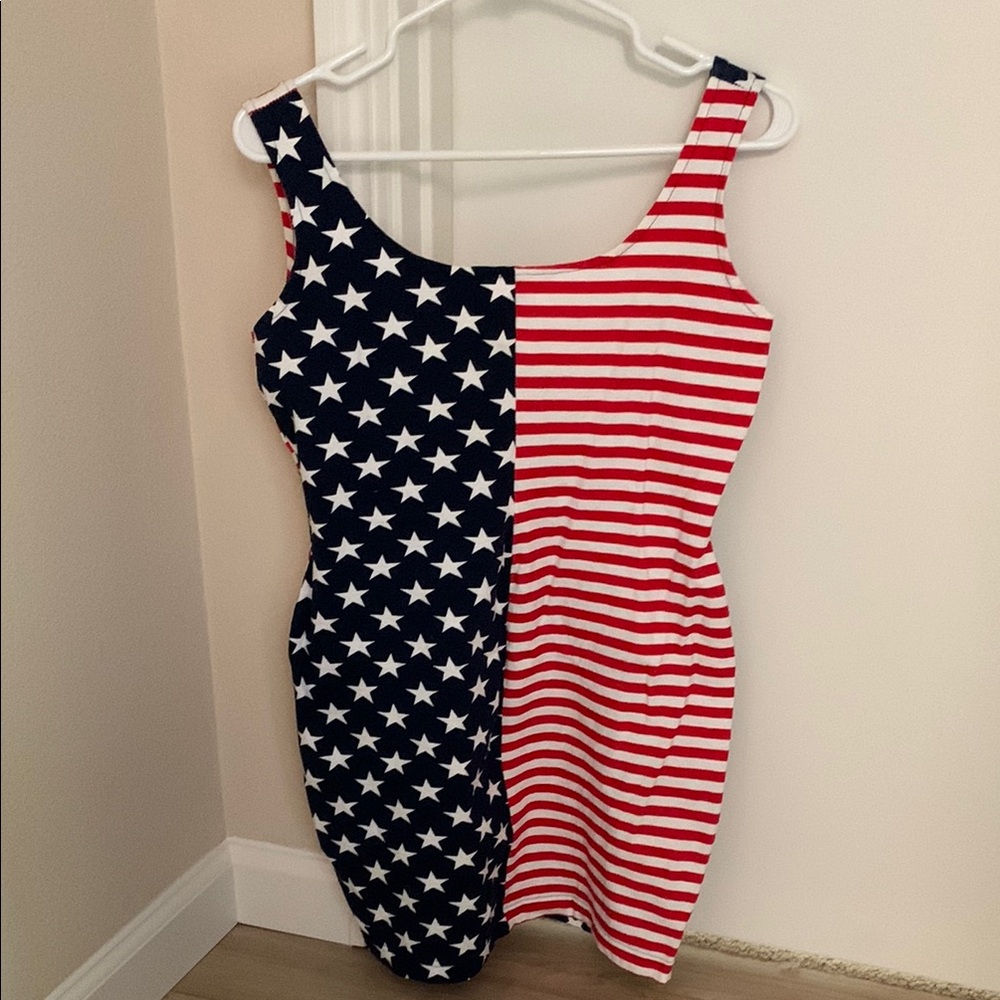 American Flag Bodycon Tank Dress - Stars & Stripes